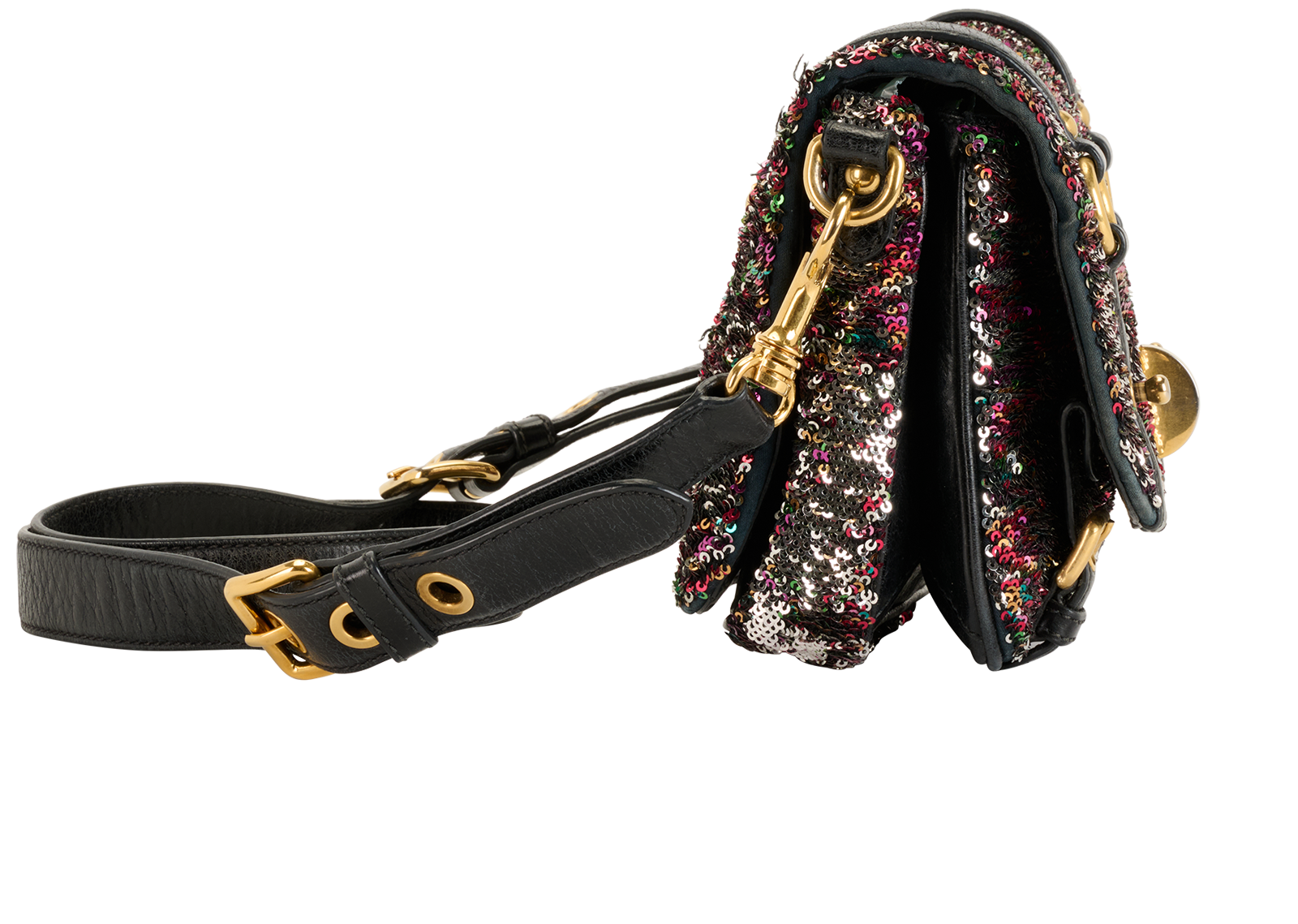 Sequin Satchel, &pound;380, Handbags, Black/Pink, Sequins, Side view